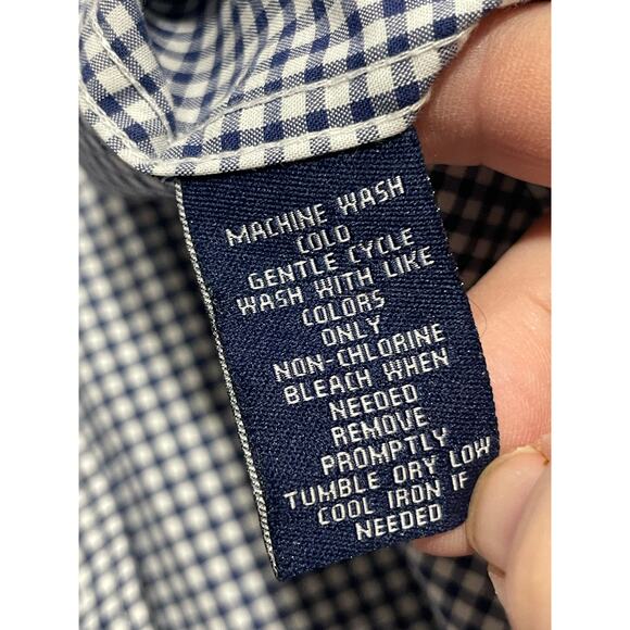 Chaps Classics Button Up Shirt Gingham Womens Sz Small No Iron Cotton Plaid Blue - Picture 9 of 9